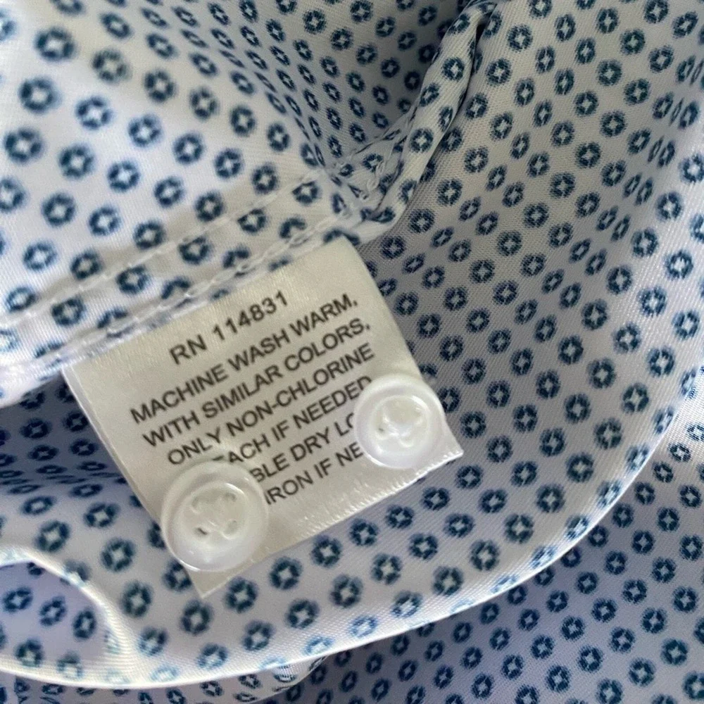 Calabrum London Mens Modern Fit Dress Shirt Blue White Geometric Medallion S NEW